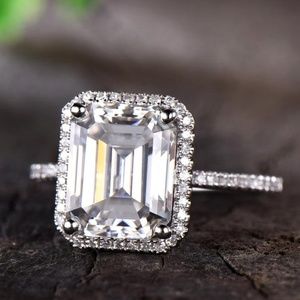 4.00CT Emerald Cut Moissanite  Engagement Ring
